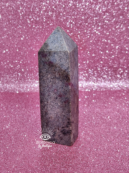 Punta de Cuarzo Rubí en Kyanita